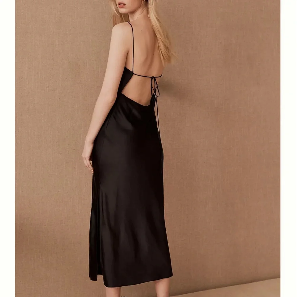 Sachin & Babi BHLDN Stevie Satin 6  Tie-Back Charmeuse Slip Midi New - Picture 2 of 8